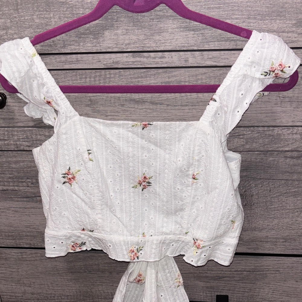 Floral White Crop Top